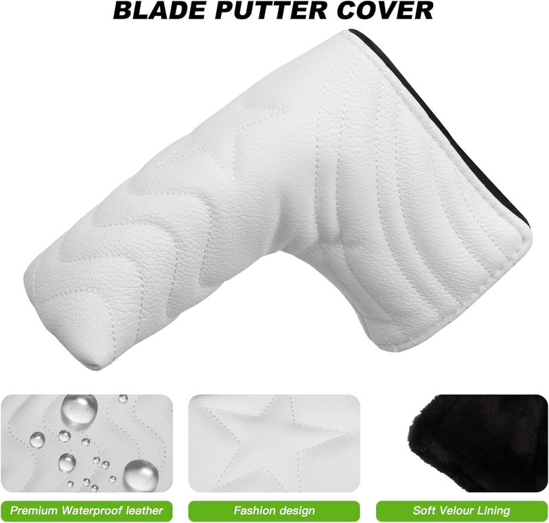 PONADA 4pcs or 1pc Golf Club Head Covers for Woods, Driver, Fairway, Hybrid – Premium PU Leather with Interchangeable Tags & Magnetic Blade and Mallet Putter Covers - Image 5